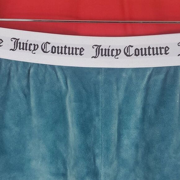 JUICY COUTURE Velour Shorts Teal Bling Rhinestones Y2K Womens Size Large - Picture 3 of 6
